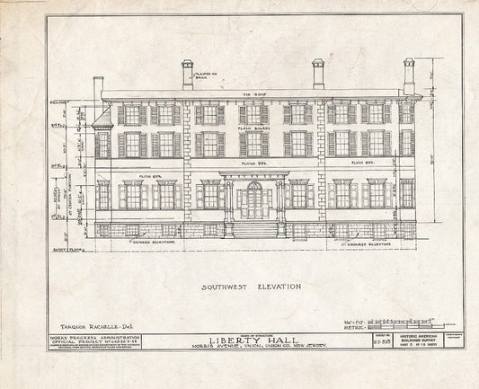 Blueprint HABS NJ,20-UNI,3- (Sheet 5 of 13) - Liberty Hall, Morris Avenue, Union, Union County, NJ