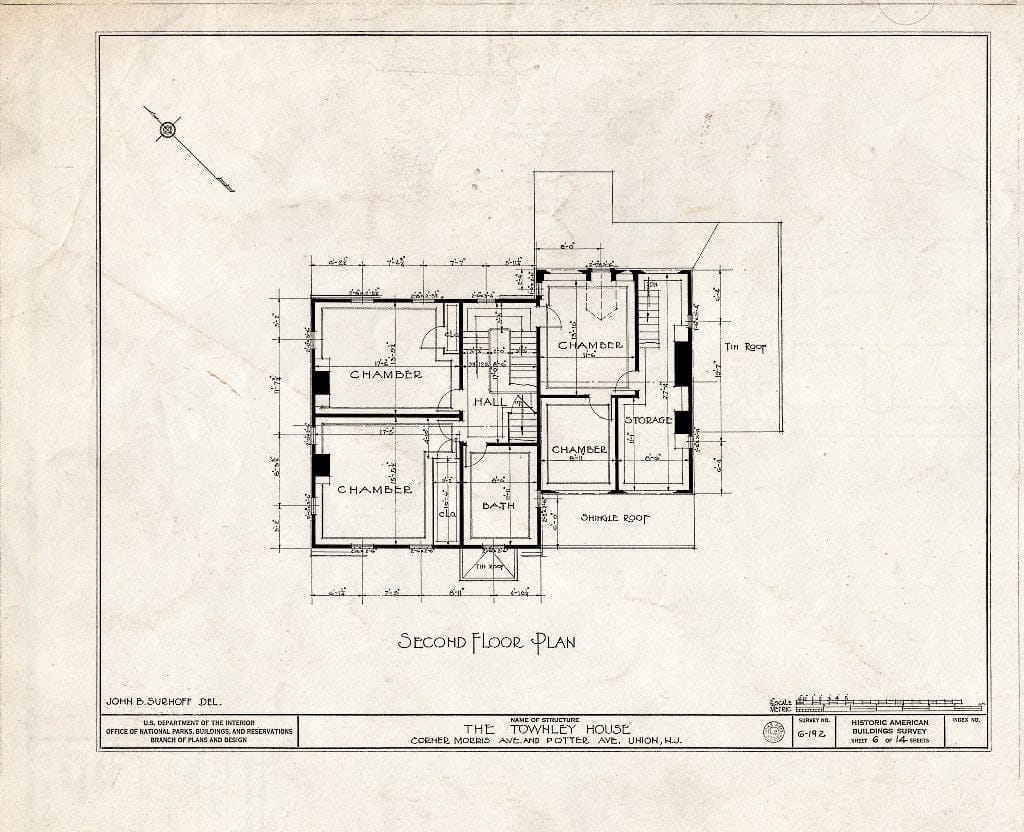 Blueprint HABS NJ,20-UNI,1- (Sheet 6 of 14) - Townley House, Morris & Potter Avenues, Union, Union County, NJ