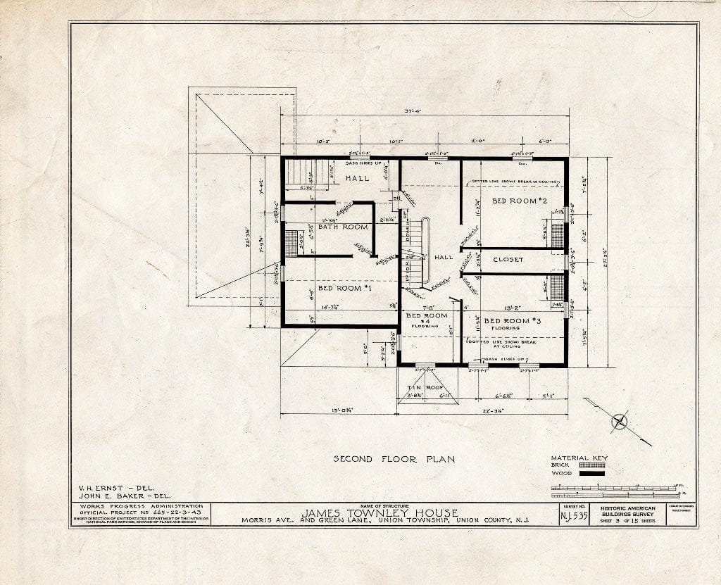 Blueprint HABS NJ,20-UNI,4- (Sheet 3 of 15) - James Townley House, Morris Avenue & Green Lane, Union, Union County, NJ
