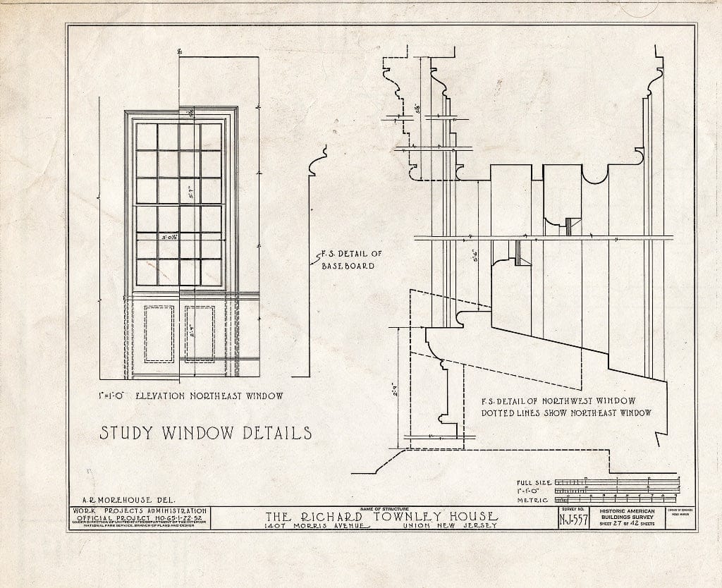 Blueprint HABS NJ,20-UNI,6- (Sheet 27 of 42) - Richard Townley House, 1407 Morris Avenue, Union, Union County, NJ