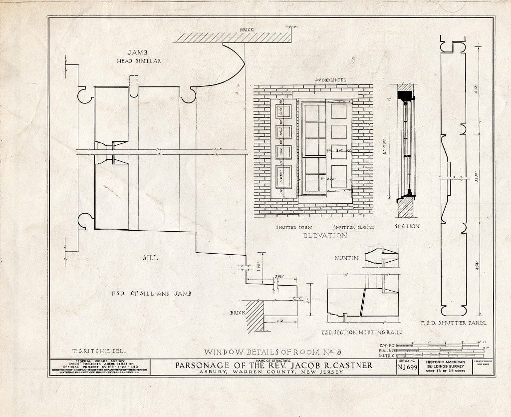 Blueprint HABS NJ,21-ASBU,1- (Sheet 13 of 25) - Reverend Jacob R. Castner Parsonage, Main Street, Asbury, Warren County, NJ