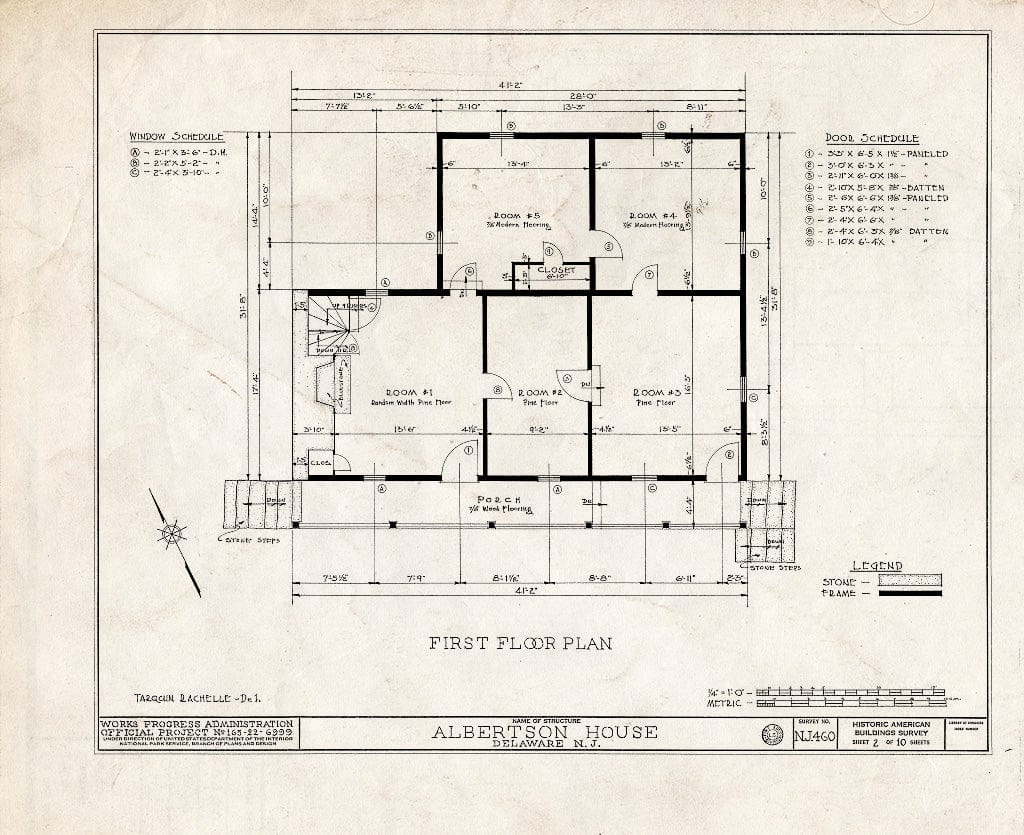 Blueprint HABS NJ,21-DEL,1- (Sheet 2 of 10) - Albertson House, Delaware, Warren County, NJ