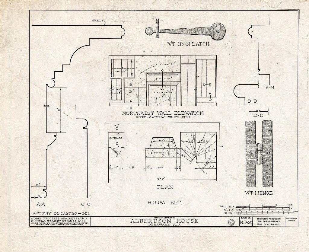 Blueprint HABS NJ,21-DEL,1- (Sheet 9 of 10) - Albertson House, Delaware, Warren County, NJ