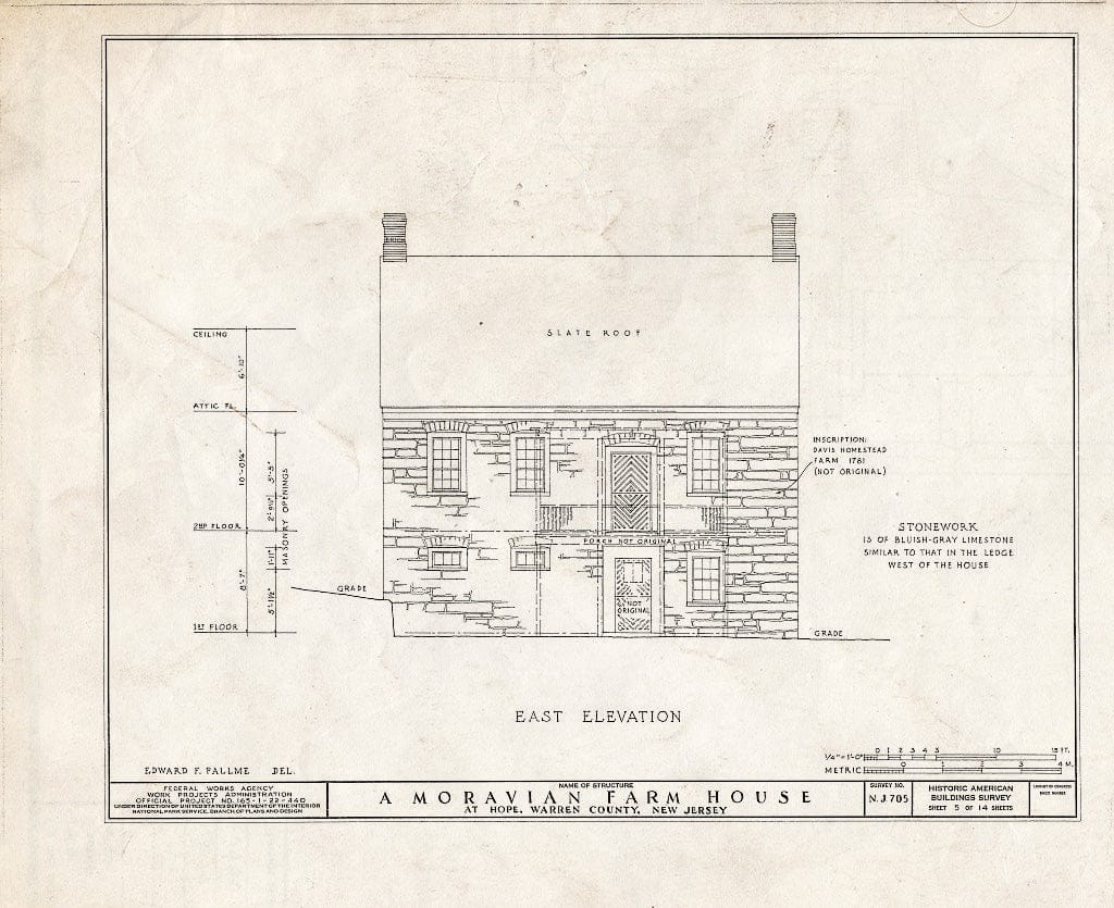 Blueprint HABS NJ,21-HOP.V,2- (Sheet 5 of 14) - Moravian Farm House, Hope, Warren County, NJ