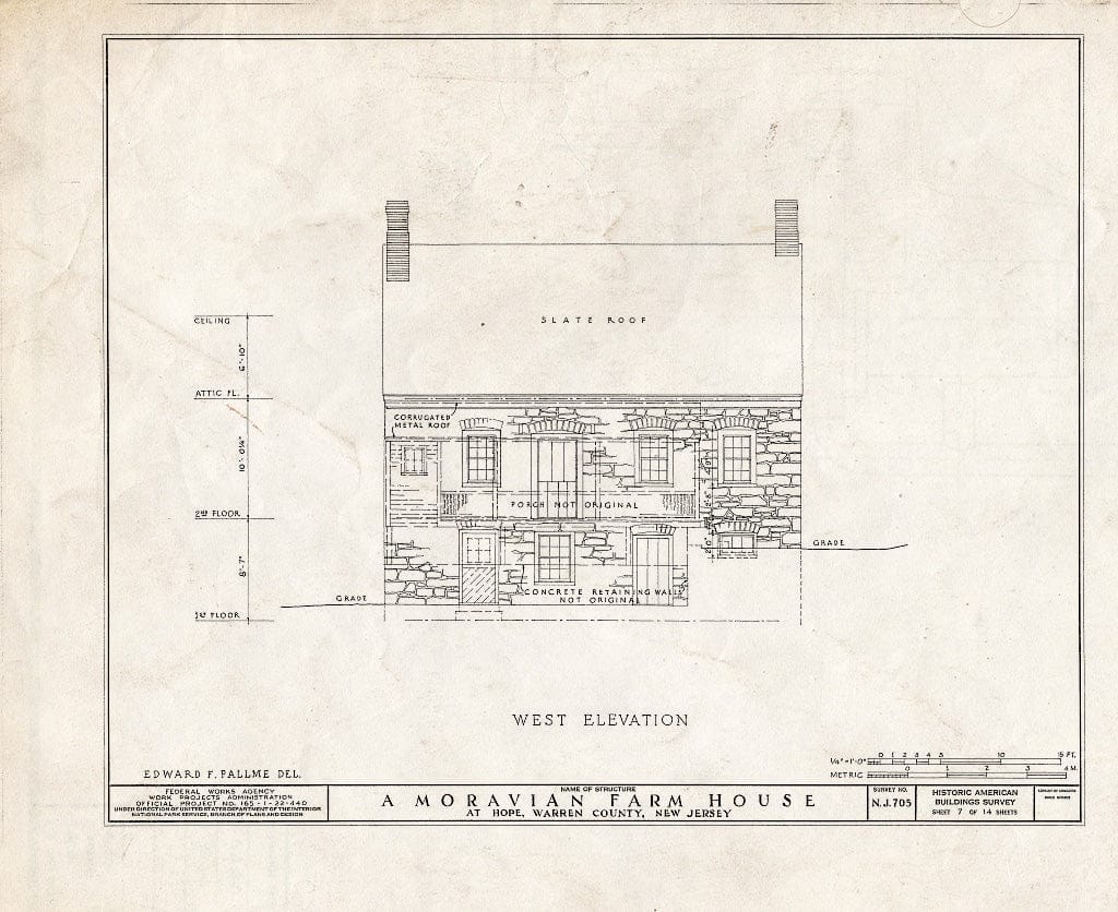 Blueprint HABS NJ,21-HOP.V,2- (Sheet 7 of 14) - Moravian Farm House, Hope, Warren County, NJ