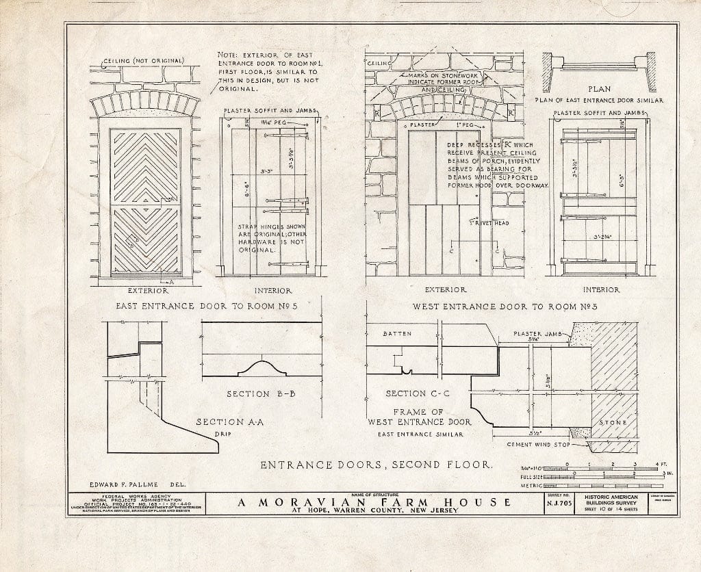 Blueprint HABS NJ,21-HOP.V,2- (Sheet 10 of 14) - Moravian Farm House, Hope, Warren County, NJ