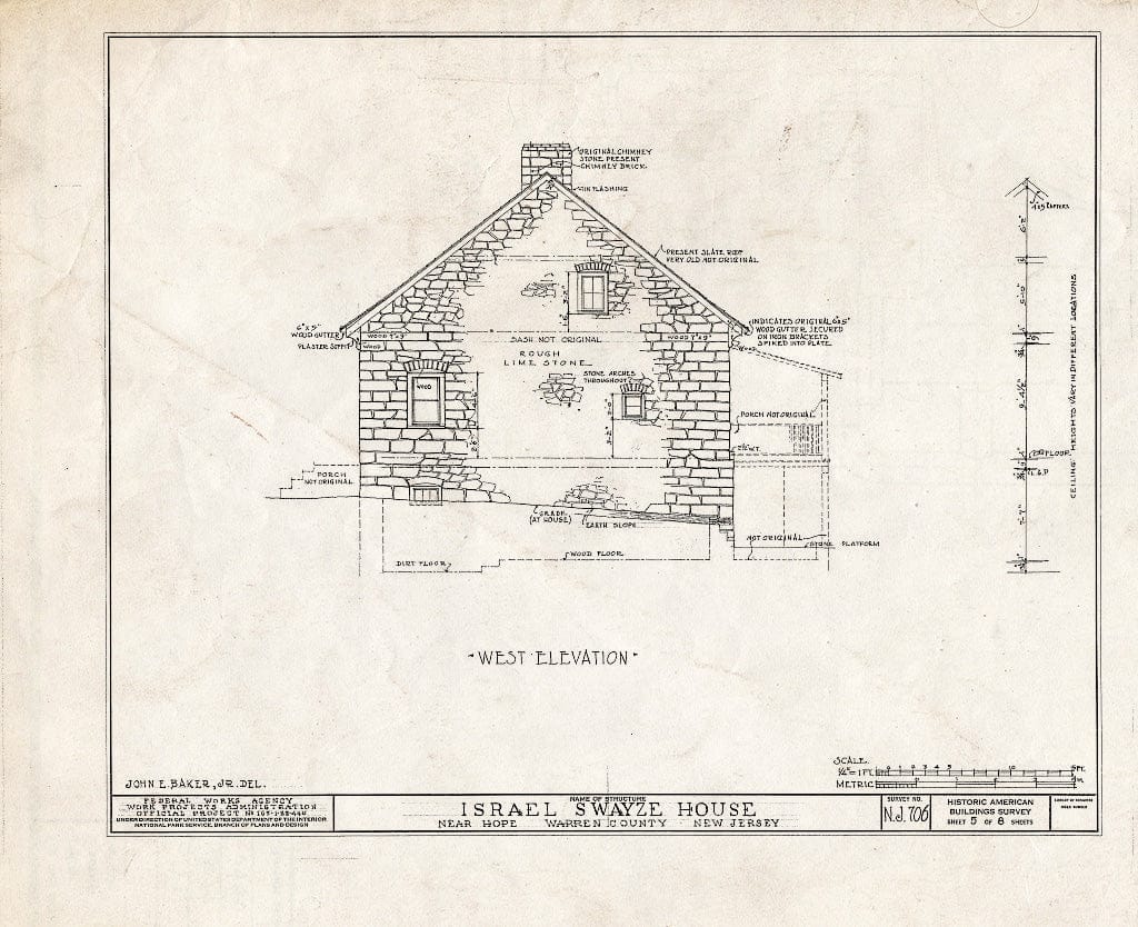 Blueprint HABS NJ,21-HOP.V,3- (Sheet 5 of 8) - Israel Swayze House, Hope, Warren County, NJ