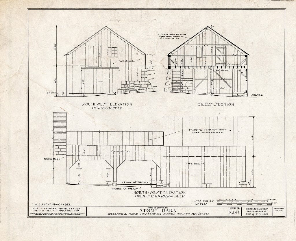 Blueprint HABS NJ,21-JONBU,2- (Sheet 4 of 5) - Dennis Stone Barn (Storehouse), Greendell Road, Johnsonburg, Warren County, NJ