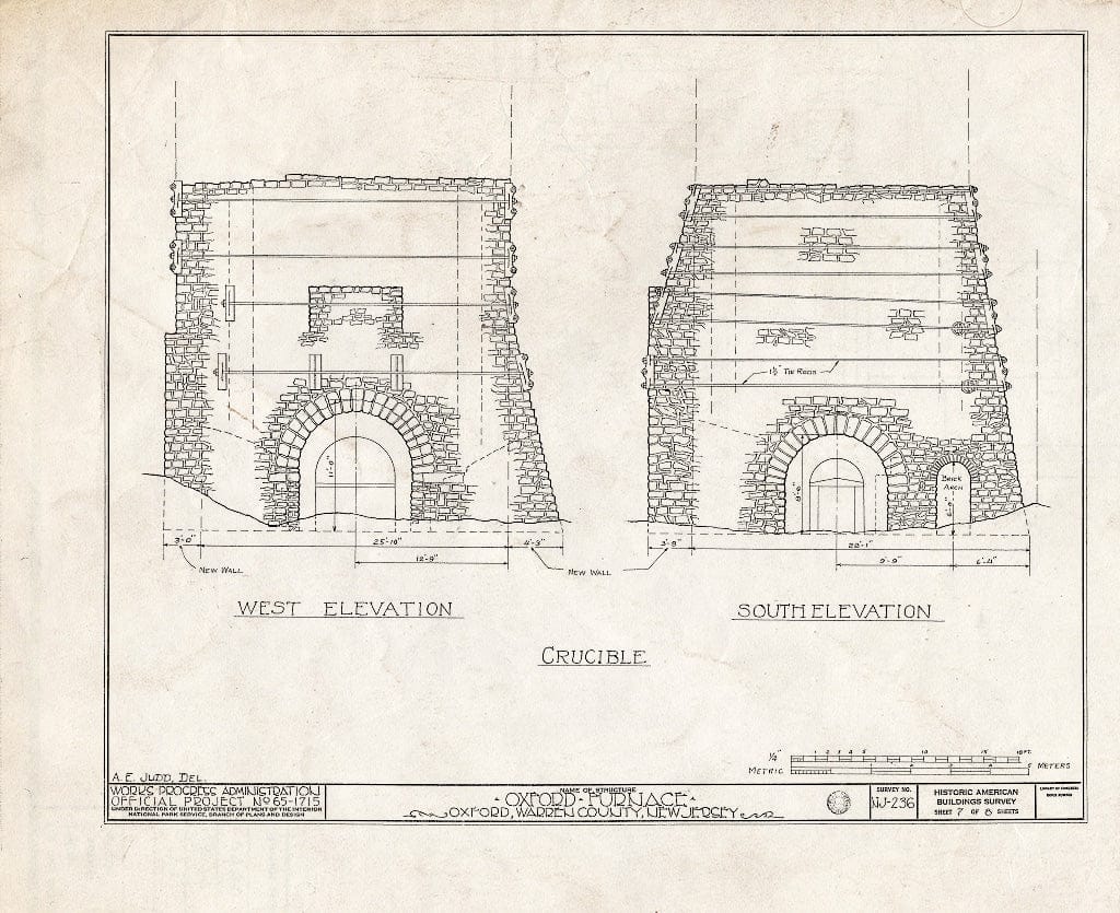 Blueprint HABS NJ,21-OXFO,1- (Sheet 7 of 8) - Oxford Furnace, Oxford, Warren County, NJ