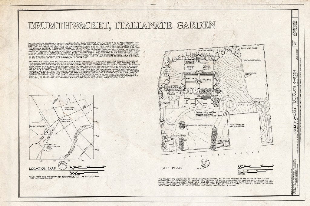 Blueprint HABS NJ,11-Print,26- (Sheet 1 of 12) - Drumthwacket, Italianate Garden, 344 Stockton Street (U.S. Route 206), Princeton, Mercer County, NJ