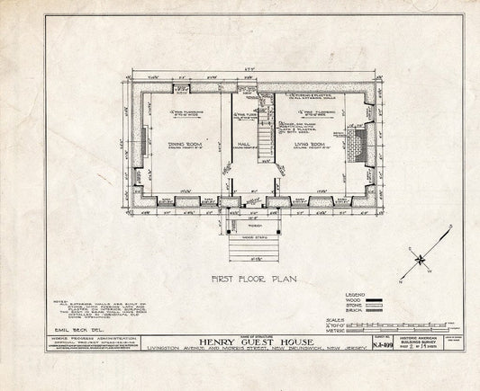 Blueprint HABS NJ,12-NEBRU,5- (Sheet 2 of 14) - Henry Guest House, New Brunswick, Middlesex County, NJ