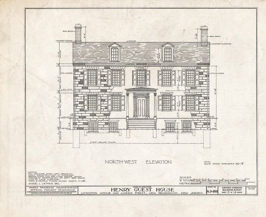 Blueprint HABS NJ,12-NEBRU,5- (Sheet 5 of 14) - Henry Guest House, New Brunswick, Middlesex County, NJ