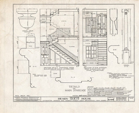 Blueprint HABS NJ,12-NEBRU,5- (Sheet 10 of 14) - Henry Guest House, New Brunswick, Middlesex County, NJ