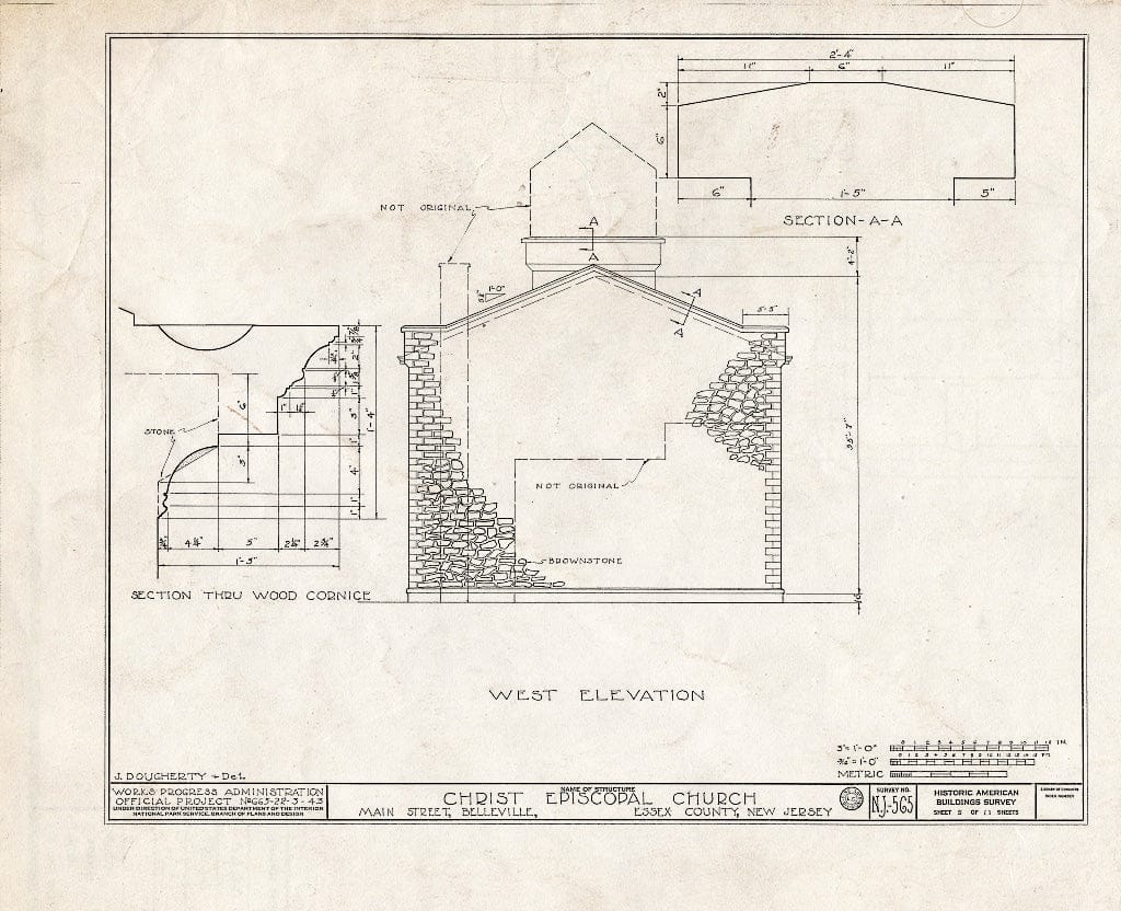 Blueprint HABS NJ,7-BELVI,7- (Sheet 5 of 11) - Christ Episcopal Church, Belleville, Essex County, NJ