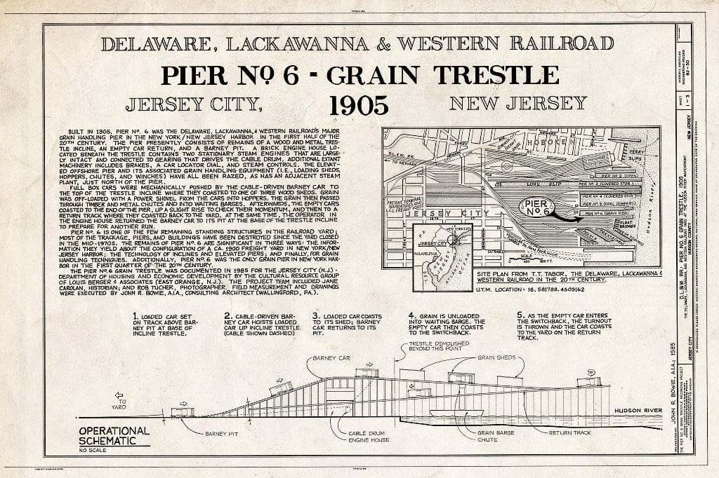 Blueprint HAER NJ,9-JERCI,5- (Sheet 1 of 3) - Delaware, Lackawanna & Western Railroad, Pier No. 6, Erie Lackawanna Railroad Yard, Jersey City, Hudson County, NJ
