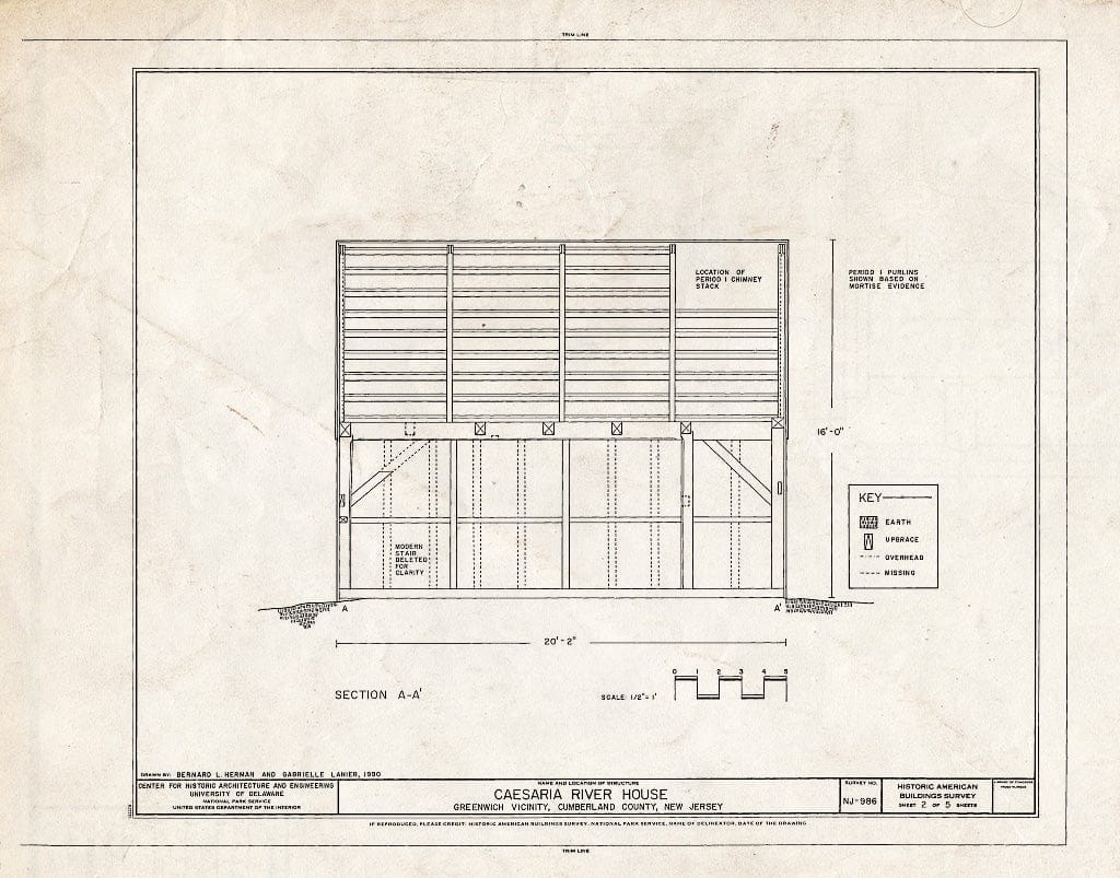 Blueprint HABS NJ,6-GREWI.V,8- (Sheet 2 of 5) - Caesaria River House, Perry Road, Greenwich, Cumberland County, NJ