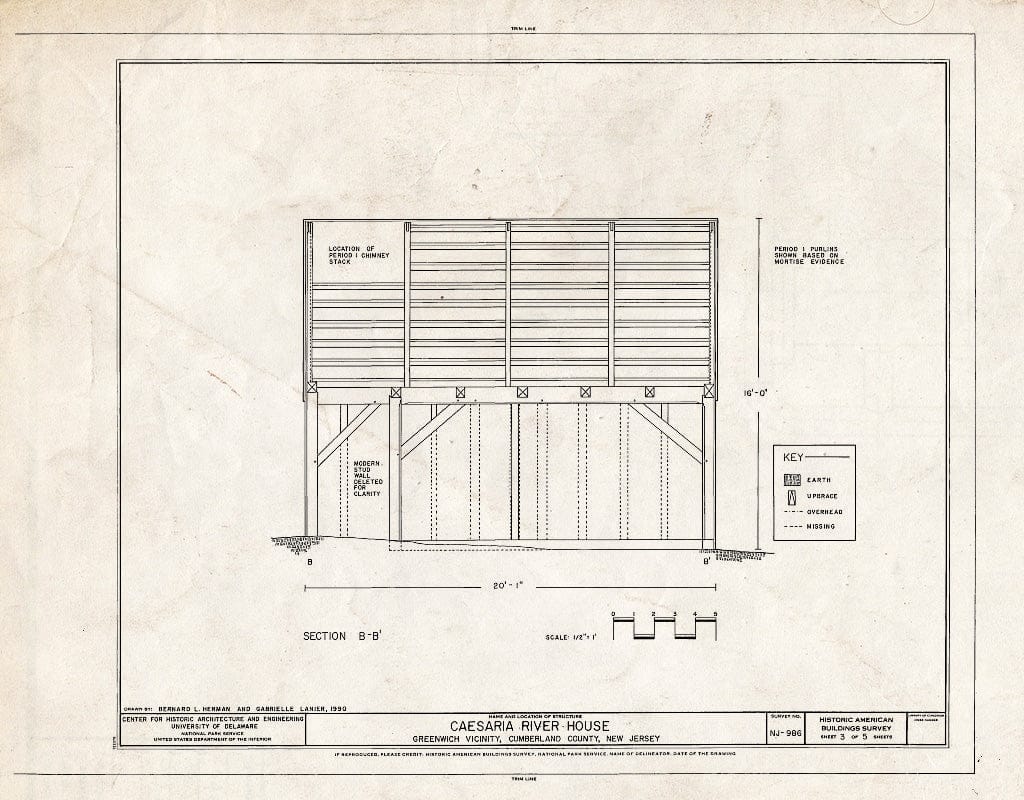 Blueprint HABS NJ,6-GREWI.V,8- (Sheet 3 of 5) - Caesaria River House, Perry Road, Greenwich, Cumberland County, NJ