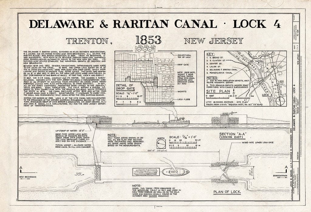 Blueprint HAER NJ,11-Tret,37- (Sheet 1 of 1) - Delaware & Raritan Canal, Lock 4.2 Mile South of Lalor Street, Trenton, Mercer County, NJ