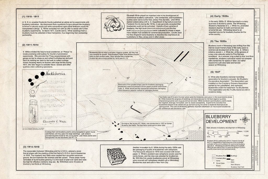 Blueprint HALS NJ-1 (Sheet 3 of 13) - Whitesbog Village & Cranberry Bog, Whitesbog Road, Pemberton, Burlington County, NJ