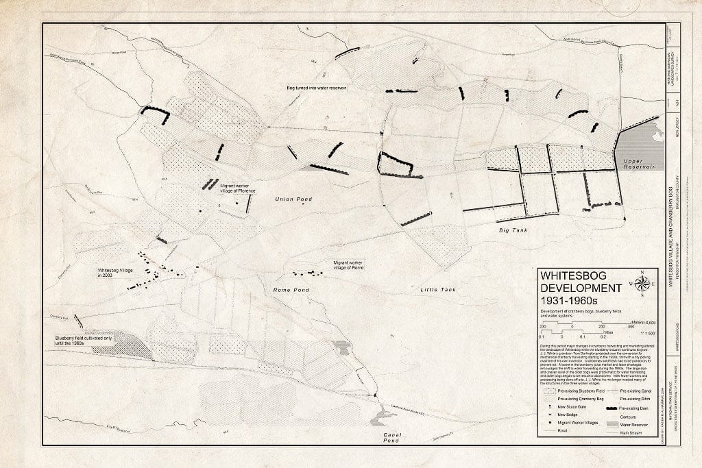 Blueprint HALS NJ-1 (Sheet 7 of 13) - Whitesbog Village & Cranberry Bog, Whitesbog Road, Pemberton, Burlington County, NJ
