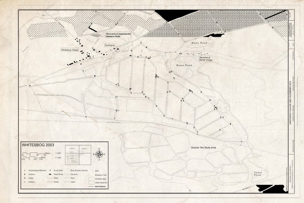 Blueprint HALS NJ-1 (Sheet 9 of 13) - Whitesbog Village & Cranberry Bog, Whitesbog Road, Pemberton, Burlington County, NJ