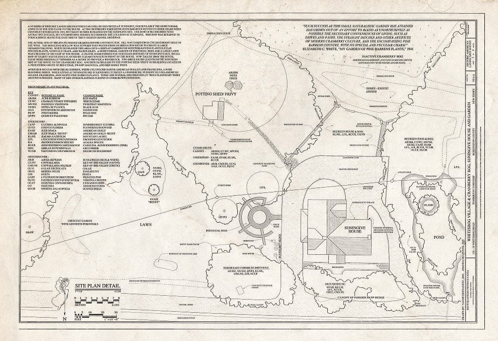 Blueprint HALS NJ-1-A (Sheet 3 of 4) - Whitesbog Village & Cranberry Bog, Suningive House & Garden, 120-34 Whitesbog Road, Pemberton, Burlington County, NJ