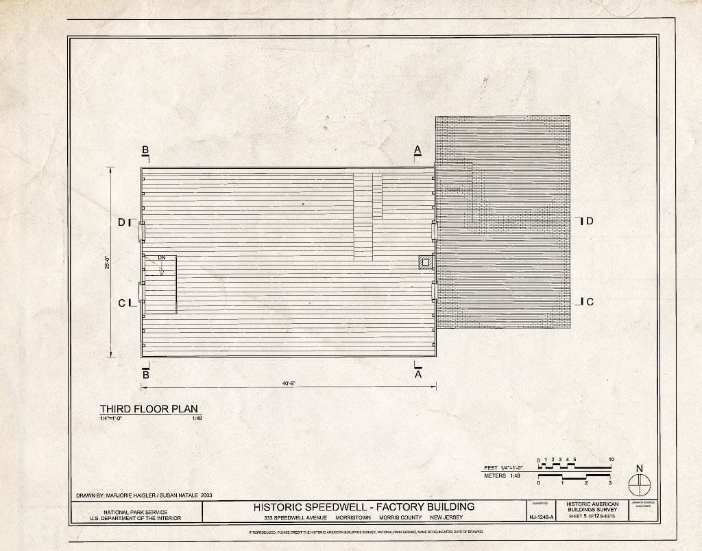 Blueprint HABS NJ-1248-A (Sheet 5 of 12) - Historic Speedwell, Factory Building, 333 Speedwell Avenue, Morristown, Morris County, NJ
