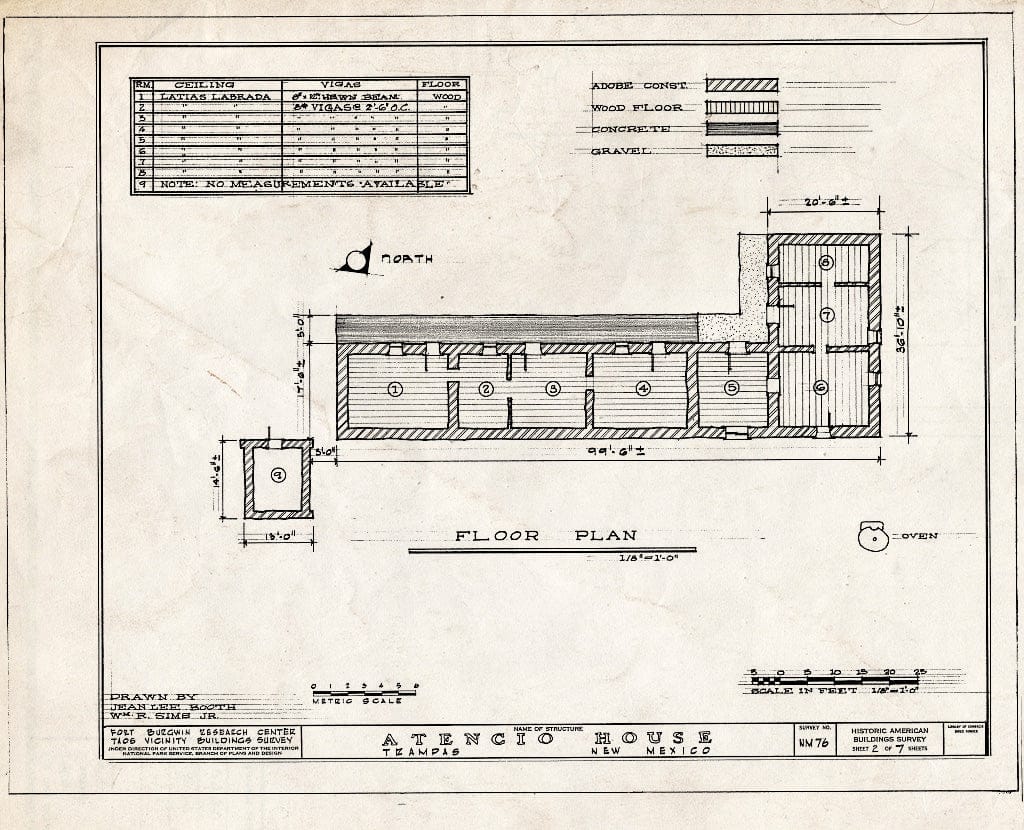 Blueprint HABS NM,28-Tramp,3- (Sheet 2 of 7) - Atencio House, Trampas, Taos County, NM