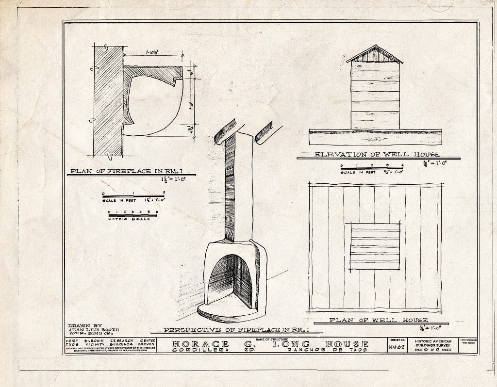 Blueprint HABS NM,28-RANTA,6- (Sheet 8 of 9) - Horace G. Long House, Ranchos de Taos, Taos County, NM