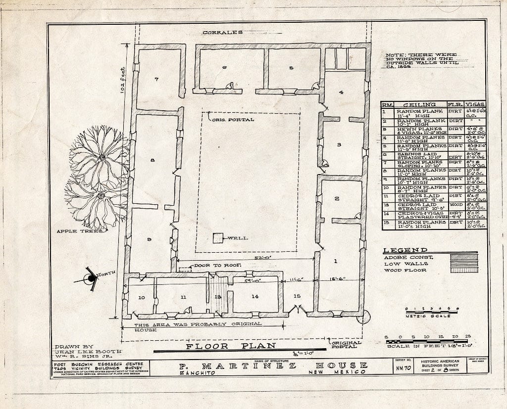 Blueprint HABS NM,28-RANCHI,2- (Sheet 2 of 8) - Pascual Maritnez House, Ranchito, Taos County, NM
