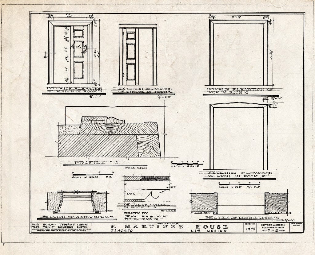 Blueprint HABS NM,28-RANCHI,2- (Sheet 8 of 8) - Pascual Maritnez House, Ranchito, Taos County, NM