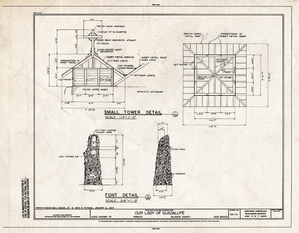 Blueprint HABS NM,31-PERAL,1- (Sheet 8 of 11) - Our Lady of Guadalupe, State Highway 47, Peralta, Valencia County, NM