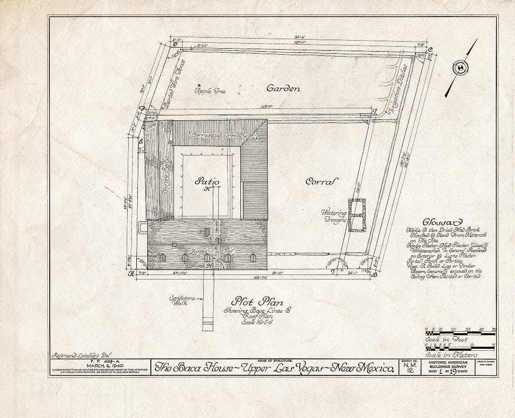 Blueprint HABS NM,24-LAVEG.V,1- (Sheet 1 of 19) - Don Jose Albino Baca House, Old Santa Fe Trail, Las Vegas, San Miguel County, NM