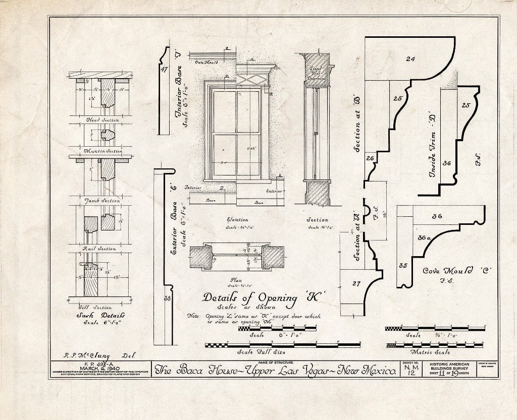 Blueprint HABS NM,24-LAVEG.V,1- (Sheet 11 of 19) - Don Jose Albino Baca House, Old Santa Fe Trail, Las Vegas, San Miguel County, NM