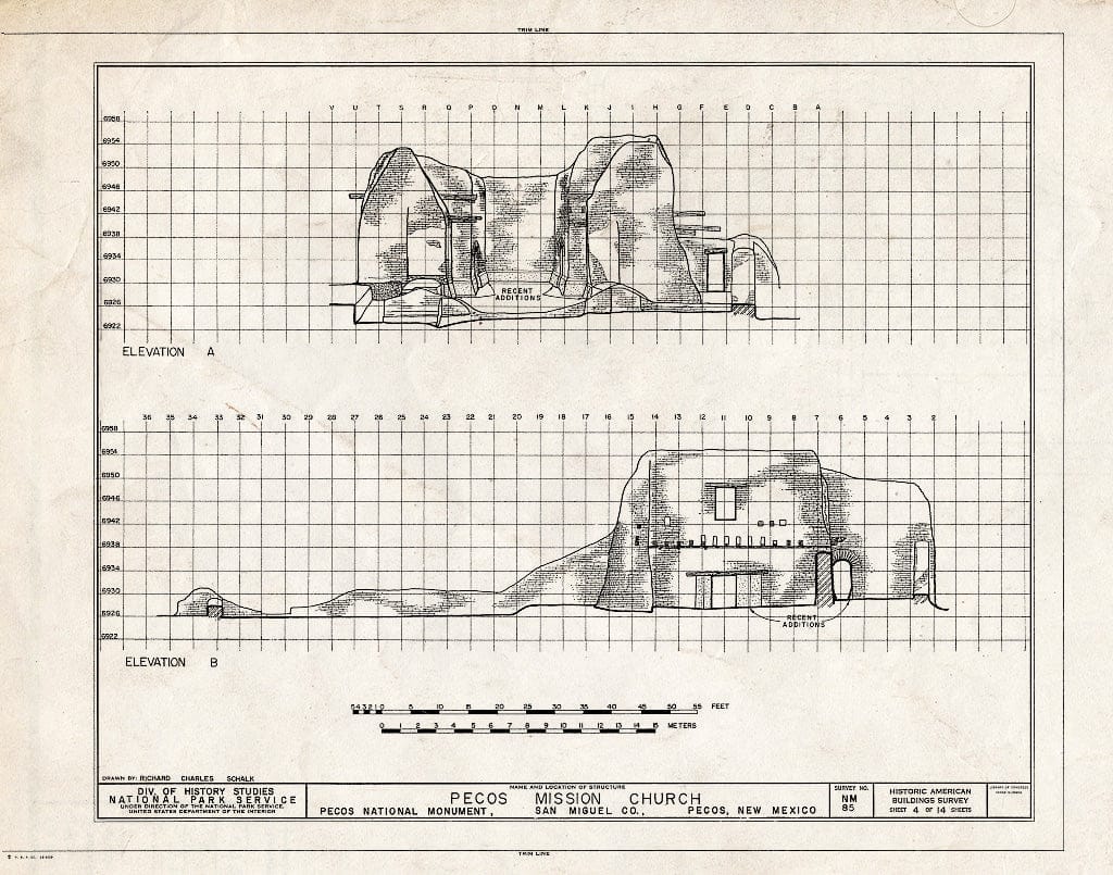Blueprint HABS NM,24-PECO,1- (Sheet 4 of 14) - Pecos Church (Ruins), Pecos, San Miguel County, NM