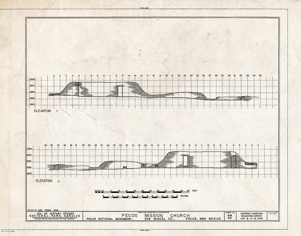 Blueprint HABS NM,24-PECO,1- (Sheet 8 of 14) - Pecos Church (Ruins), Pecos, San Miguel County, NM