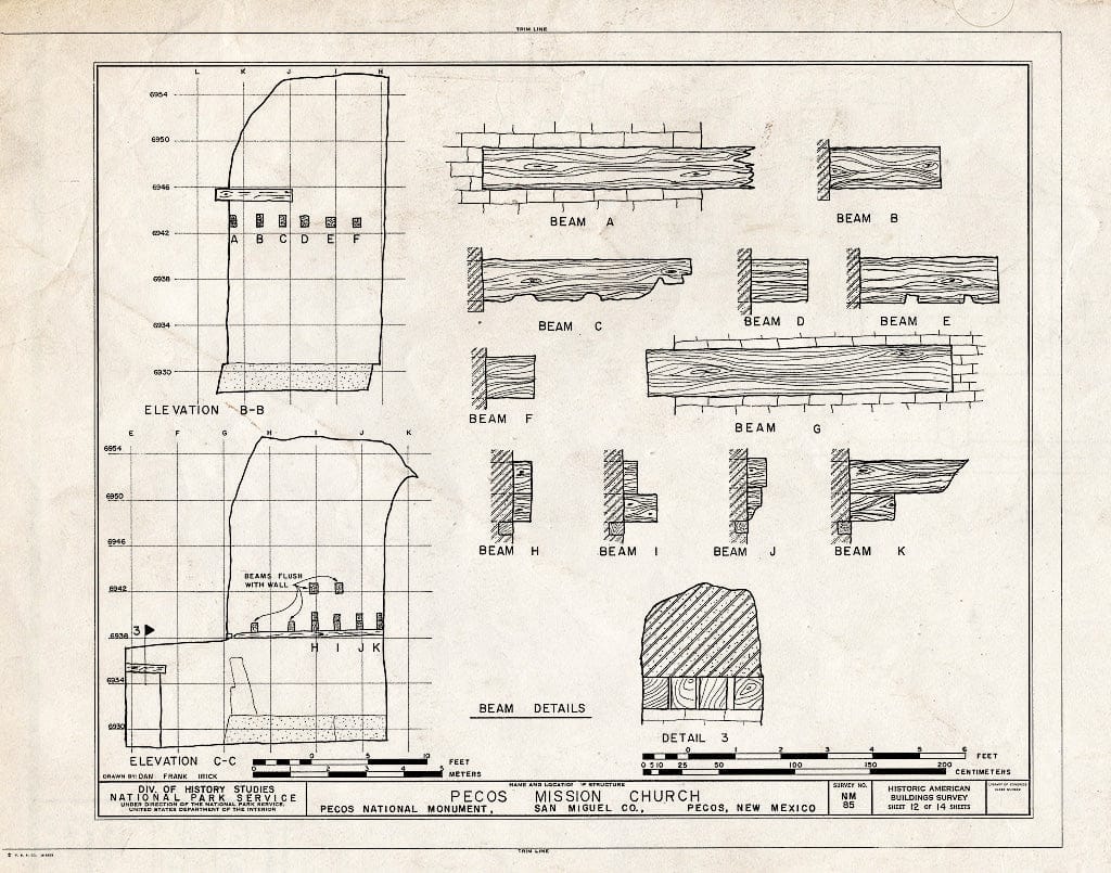 Blueprint HABS NM,24-PECO,1- (Sheet 12 of 14) - Pecos Church (Ruins), Pecos, San Miguel County, NM