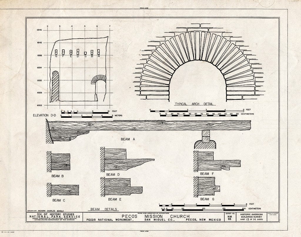 Blueprint HABS NM,24-PECO,1- (Sheet 13 of 14) - Pecos Church (Ruins), Pecos, San Miguel County, NM