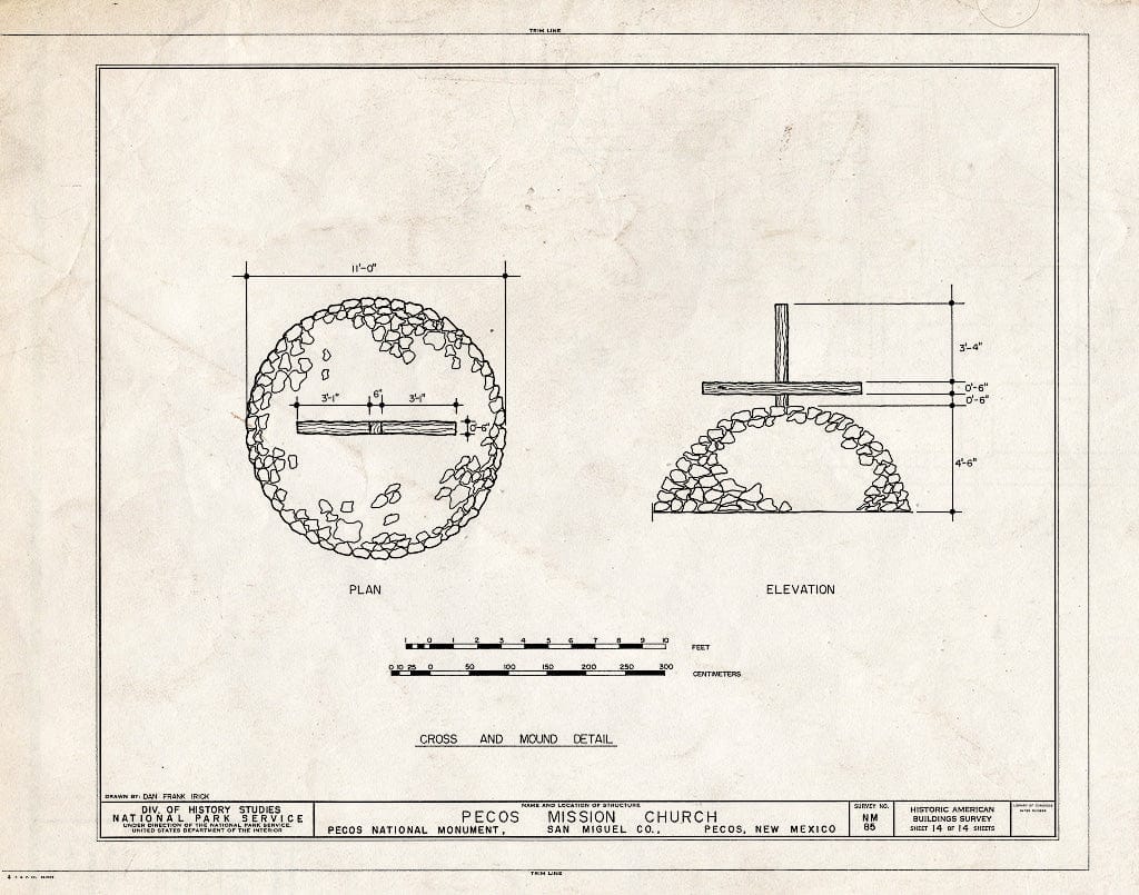 Blueprint HABS NM,24-PECO,1- (Sheet 14 of 14) - Pecos Church (Ruins), Pecos, San Miguel County, NM