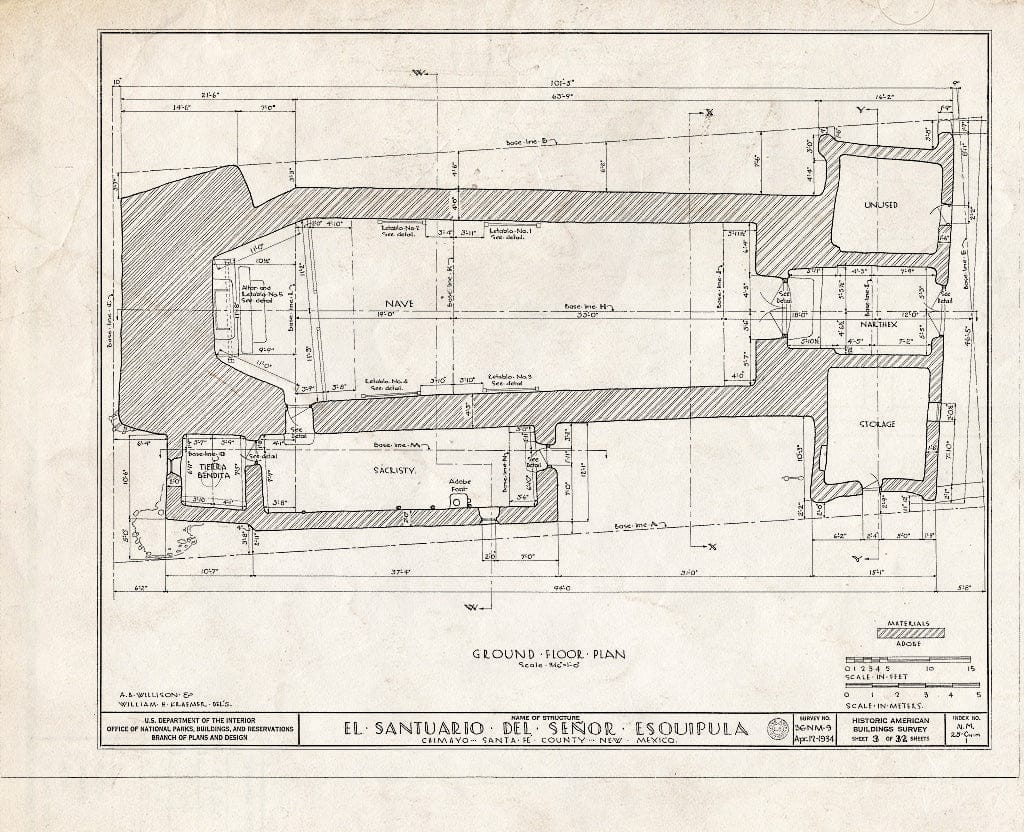 Blueprint HABS NM,25-CHIM,1- (Sheet 3 of 32) - El Santuario del Senor Esquipula, Chimayo, Rio Arriba County, NM