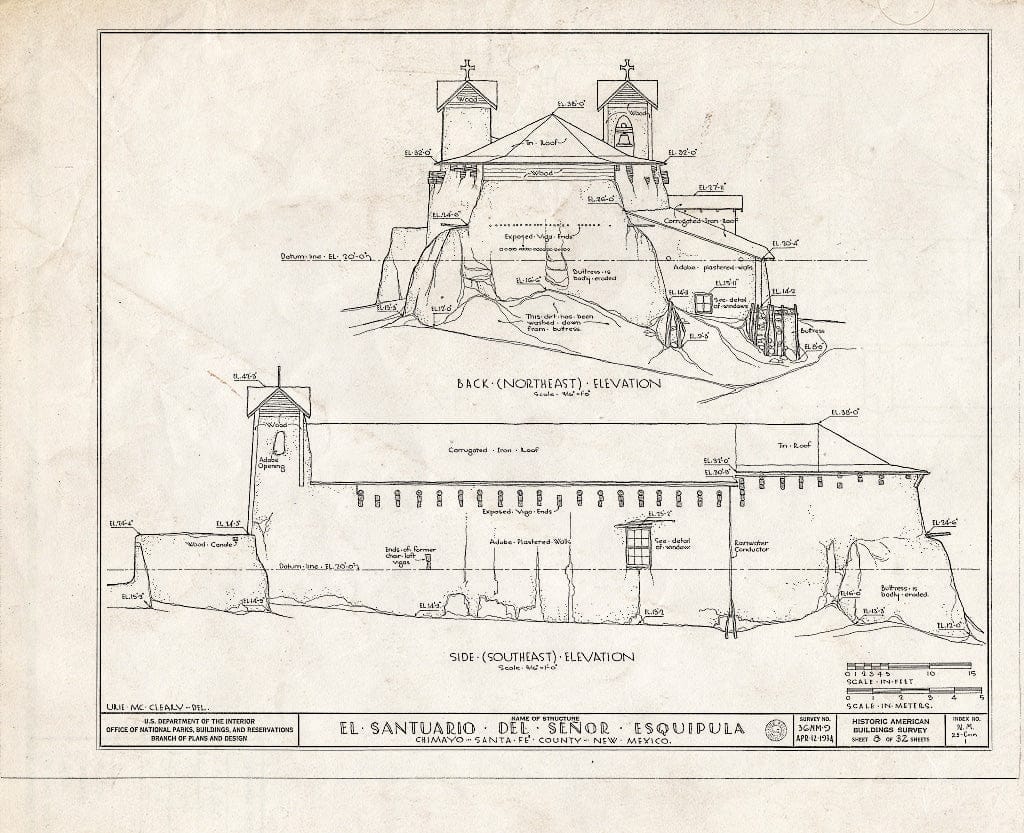 Blueprint HABS NM,25-CHIM,1- (Sheet 8 of 32) - El Santuario del Senor Esquipula, Chimayo, Rio Arriba County, NM
