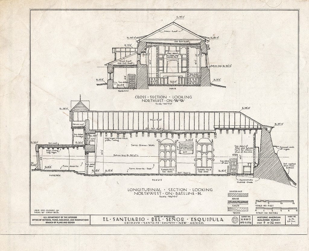 Blueprint HABS NM,25-CHIM,1- (Sheet 9 of 32) - El Santuario del Senor Esquipula, Chimayo, Rio Arriba County, NM