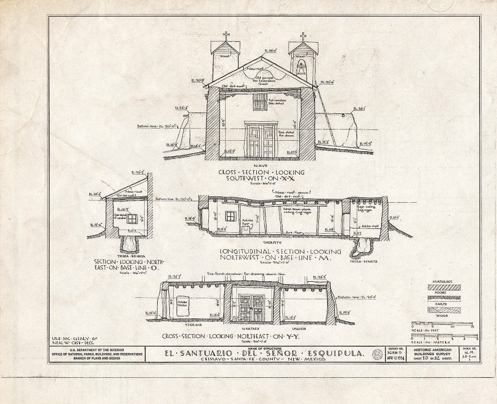 Blueprint HABS NM,25-CHIM,1- (Sheet 10 of 32) - El Santuario del Senor Esquipula, Chimayo, Rio Arriba County, NM