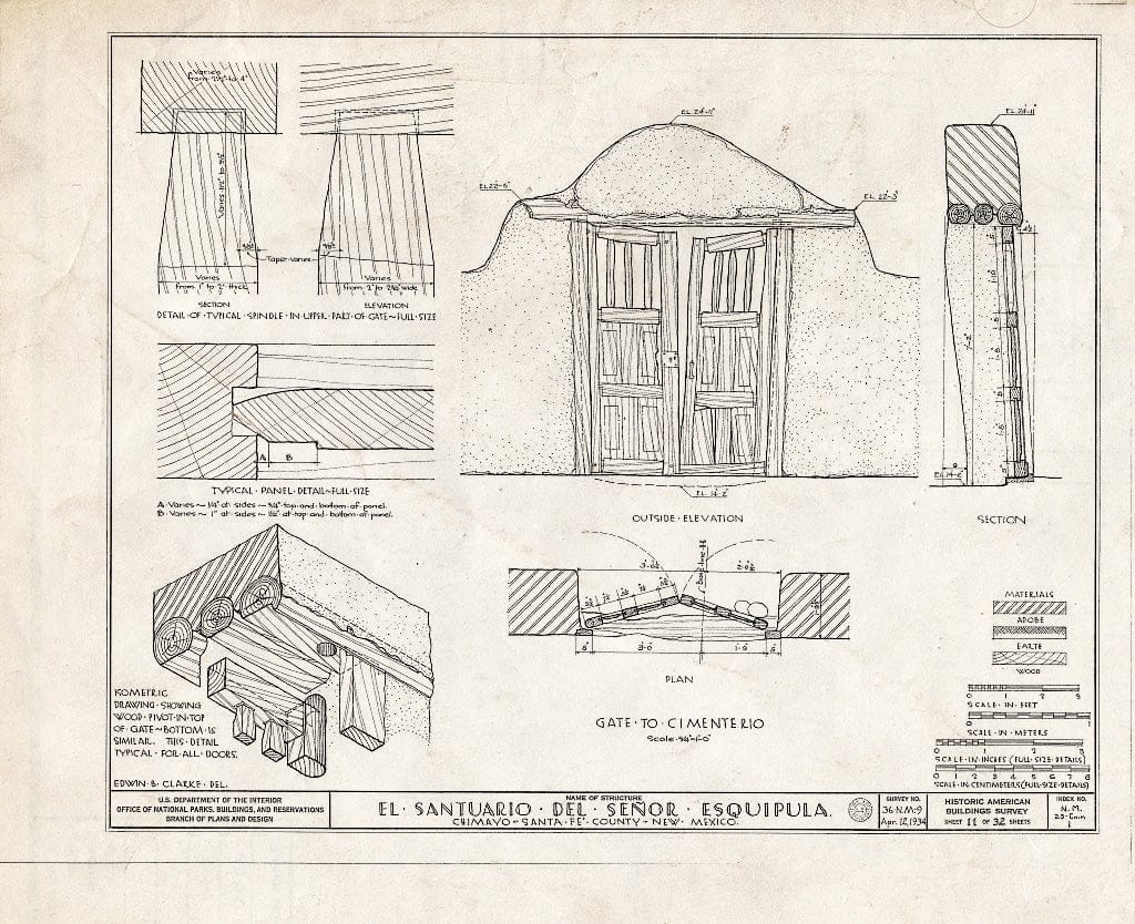 Blueprint HABS NM,25-CHIM,1- (Sheet 11 of 32) - El Santuario del Senor Esquipula, Chimayo, Rio Arriba County, NM