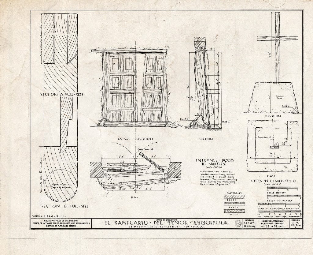 Blueprint HABS NM,25-CHIM,1- (Sheet 13 of 32) - El Santuario del Senor Esquipula, Chimayo, Rio Arriba County, NM