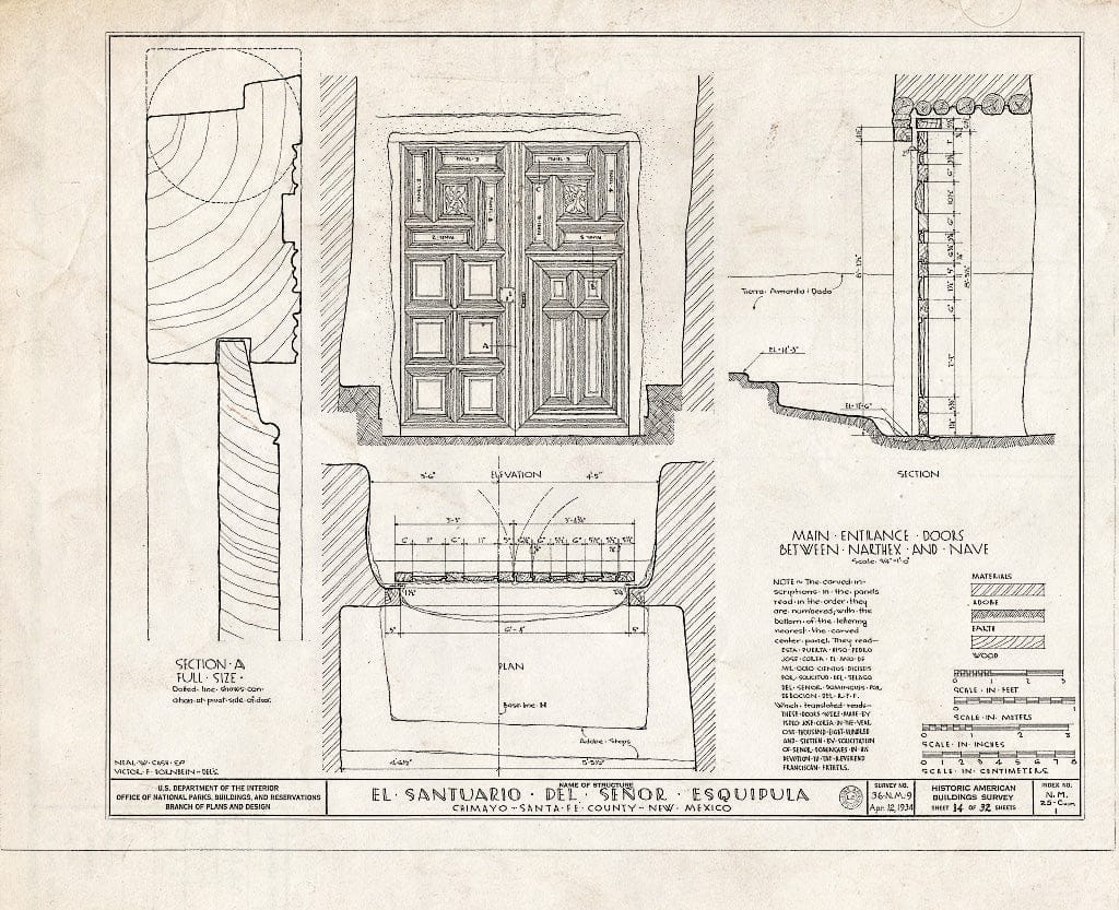 Blueprint HABS NM,25-CHIM,1- (Sheet 14 of 32) - El Santuario del Senor Esquipula, Chimayo, Rio Arriba County, NM