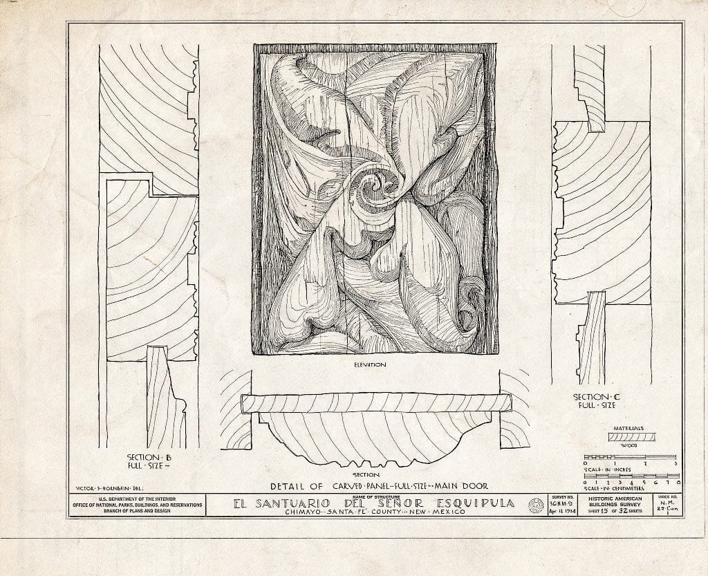 Blueprint HABS NM,25-CHIM,1- (Sheet 15 of 32) - El Santuario del Senor Esquipula, Chimayo, Rio Arriba County, NM
