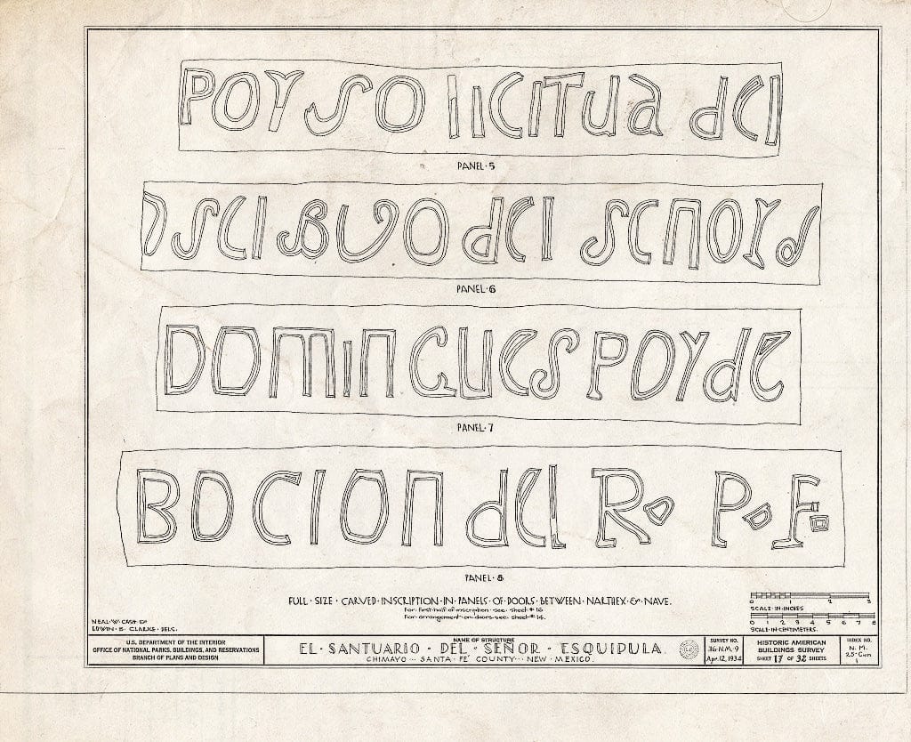 Blueprint HABS NM,25-CHIM,1- (Sheet 17 of 32) - El Santuario del Senor Esquipula, Chimayo, Rio Arriba County, NM