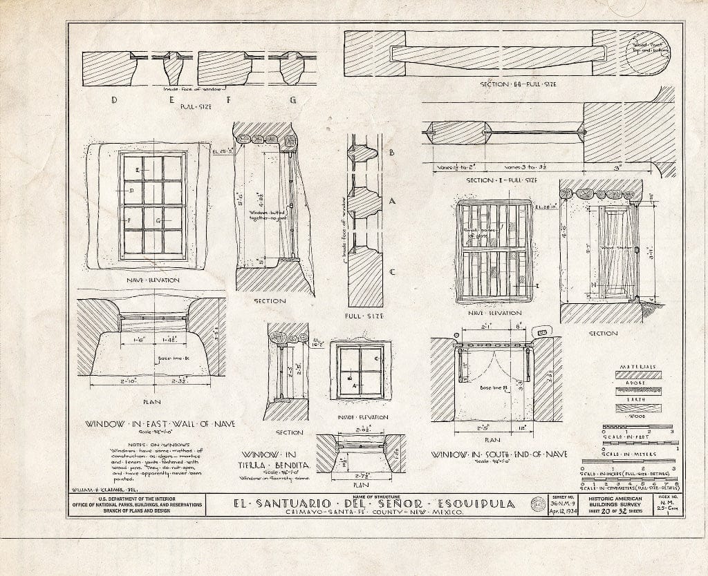Blueprint HABS NM,25-CHIM,1- (Sheet 20 of 32) - El Santuario del Senor Esquipula, Chimayo, Rio Arriba County, NM
