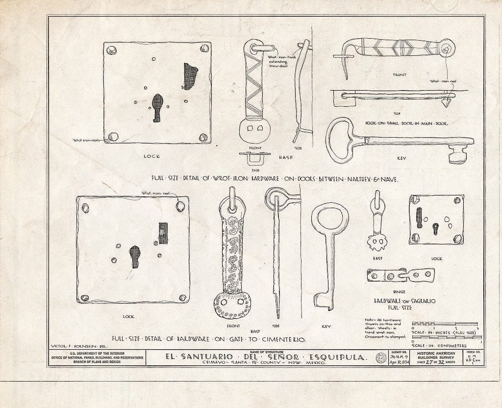 Blueprint HABS NM,25-CHIM,1- (Sheet 27 of 32) - El Santuario del Senor Esquipula, Chimayo, Rio Arriba County, NM